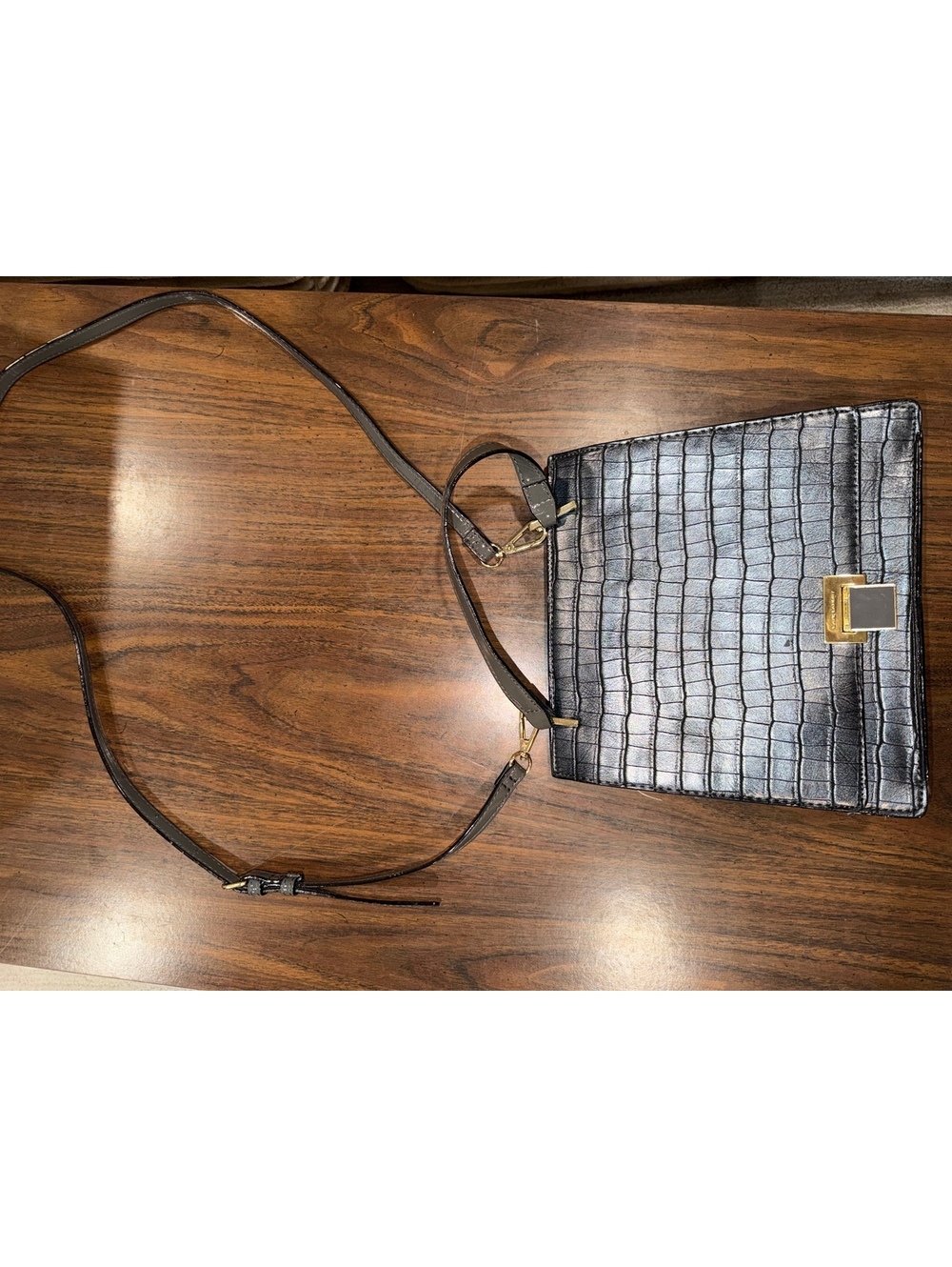 Kate Landry gray embossed crossbody bag
